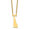 Sterling Silver/Gold-plated Delaware State Necklace, 18 x 9 mm
