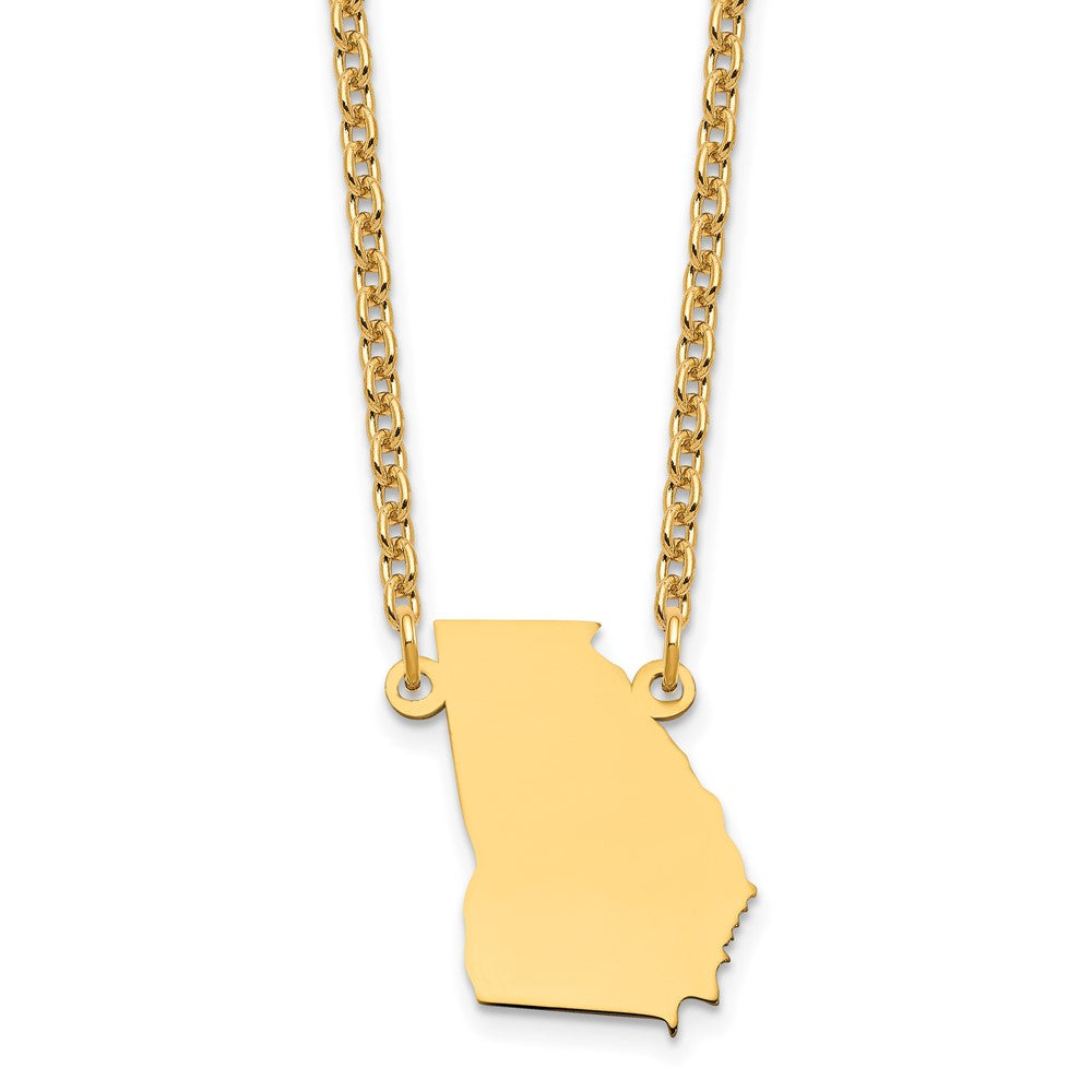 Sterling Silver/Gold-plated Georgia State Necklace, 18 x 15 mm