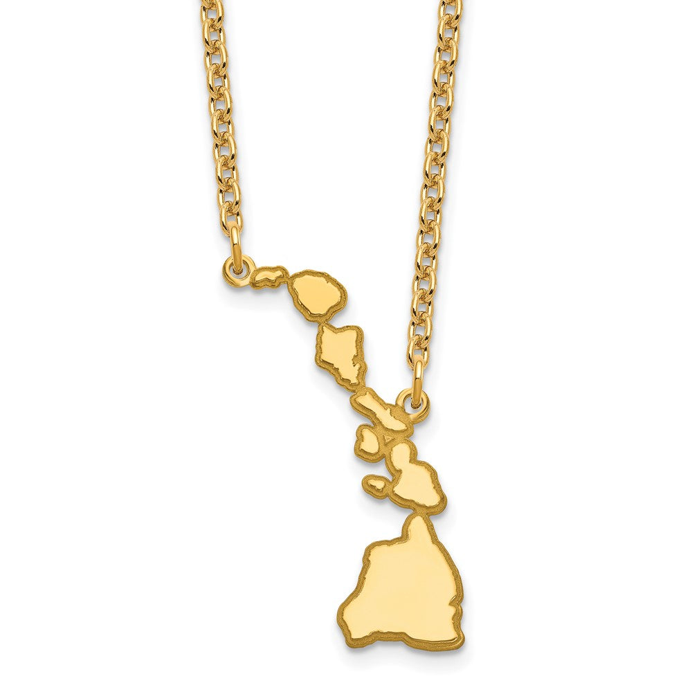 Sterling Silver/Gold-plated Hawaii State Necklace, 18 x 25 mm