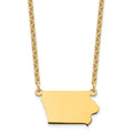 Sterling Silver/Gold-plated Iowa State Necklace, 18 x 21 mm