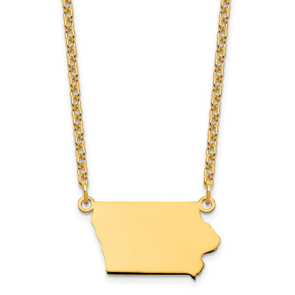 Sterling Silver/Gold-plated Iowa State Necklace, 18 x 21 mm