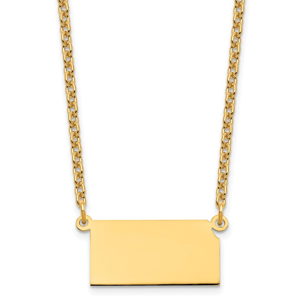 Sterling Silver/Gold-plated Kansas State Necklace, 18 x 22 mm