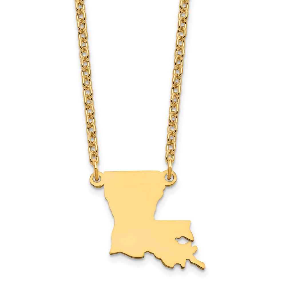 Sterling Silver/Gold-plated Louisiana State Necklace, 18 x 18 mm