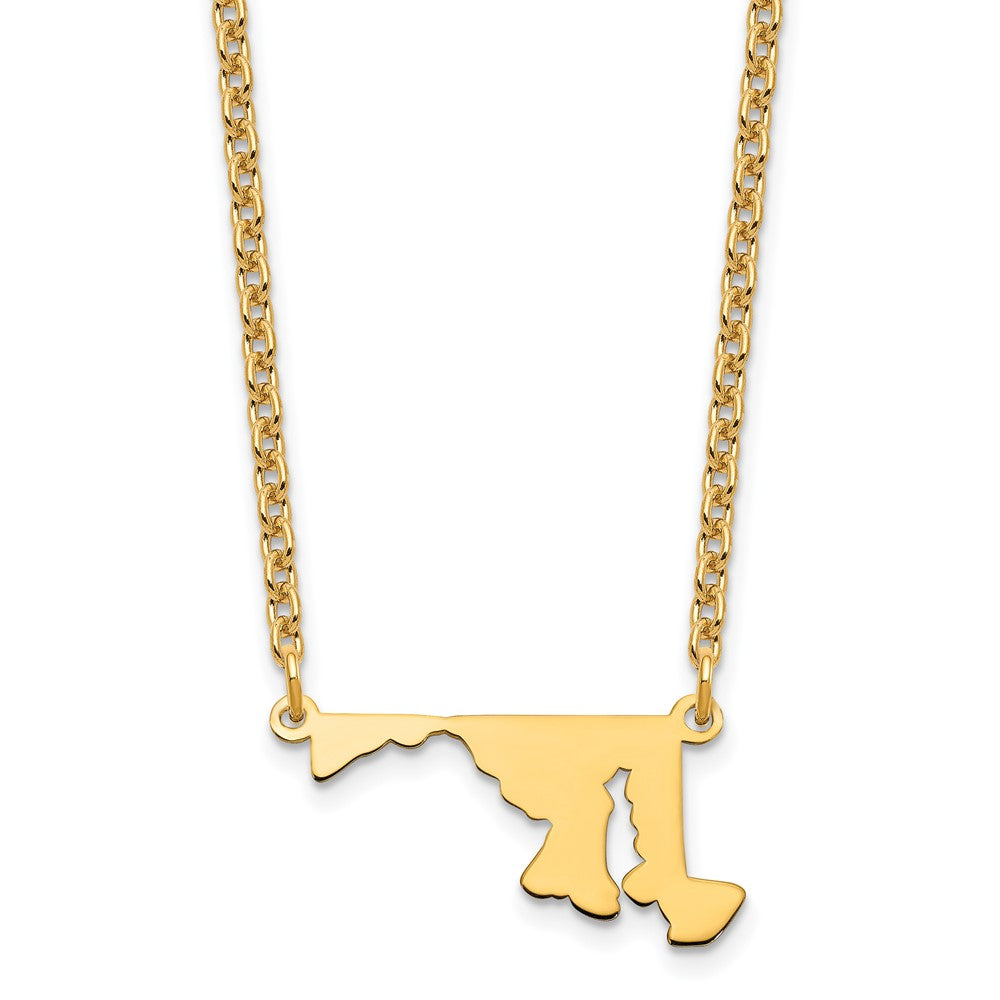 Sterling Silver/Gold-plated Maryland State Necklace, 18 x 23 mm