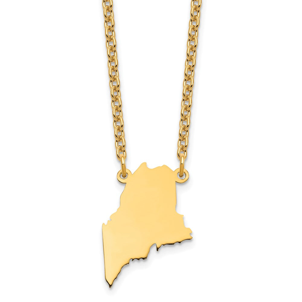 Sterling Silver/Gold-plated Maine State Necklace, 18 x 15 mm