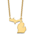Sterling Silver/Gold-plated Michigan State Necklace, 18 x 19 mm