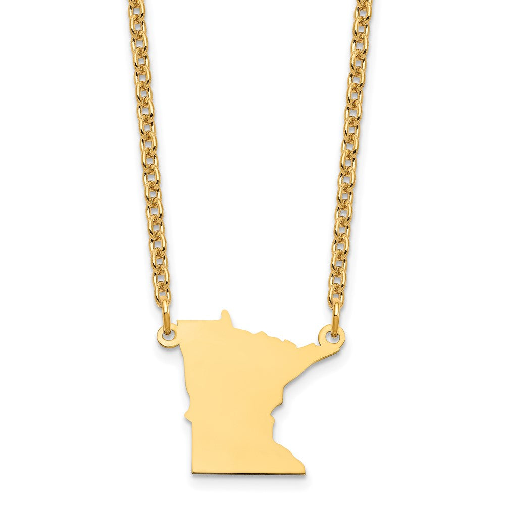 Sterling Silver/Gold-plated Minnesota State Necklace, 18 x 18 mm
