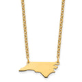 Sterling Silver/Gold-plated North Carolina State Necklace, 18 x 24 mm