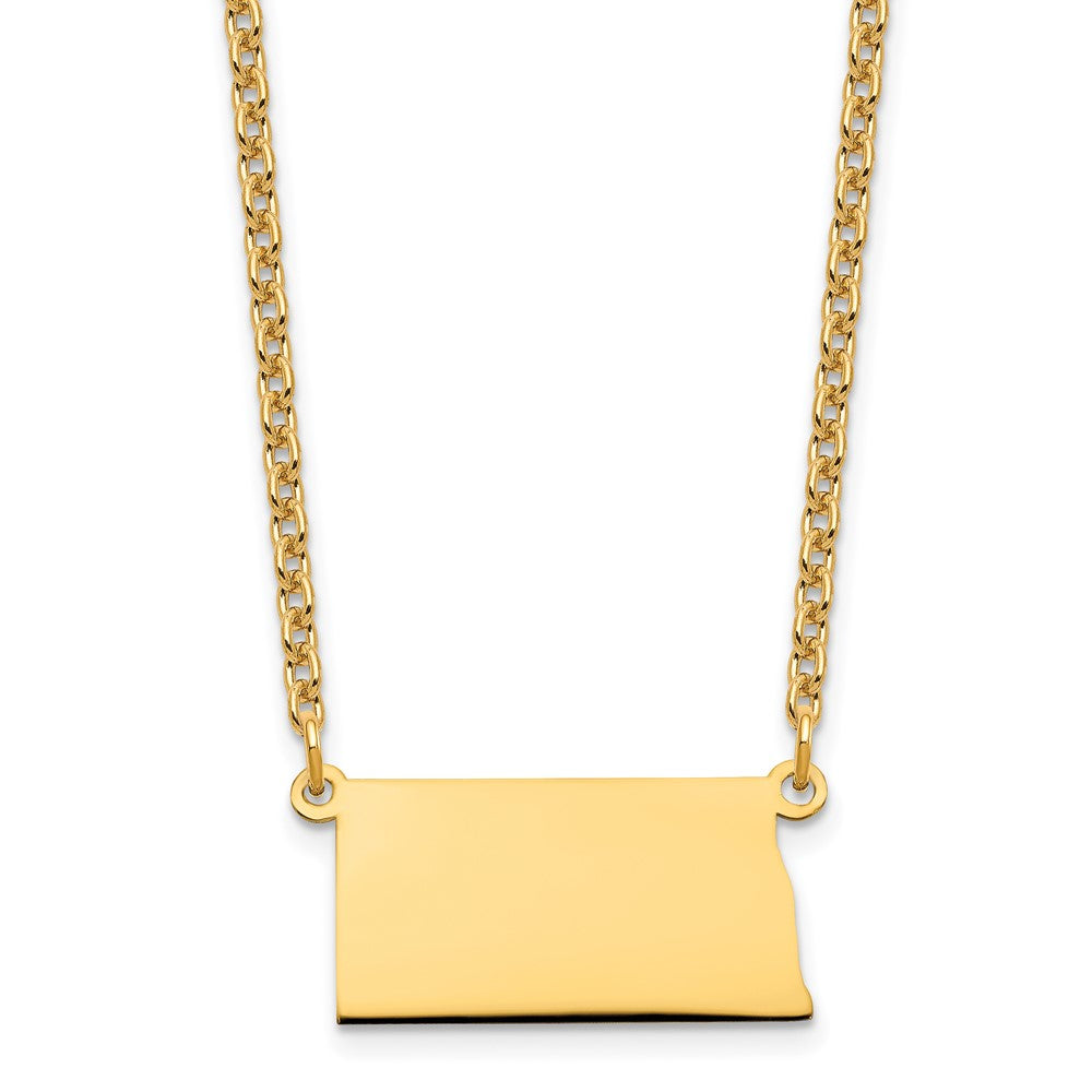 Sterling Silver/Gold-plated North Dakota State Necklace, 18 x 22 mm