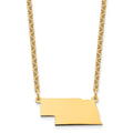 Sterling Silver/Gold-plated Nebraska State Necklace, 18 x 25 mm