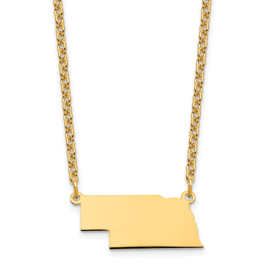 Sterling Silver/Gold-plated Nebraska State Necklace, 18 x 25 mm