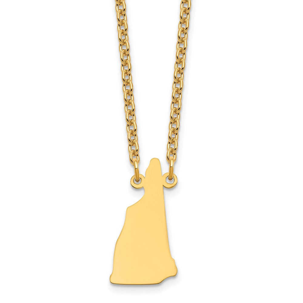 Sterling Silver/Gold-plated New Hampshire State Necklace, 18 x 12 mm