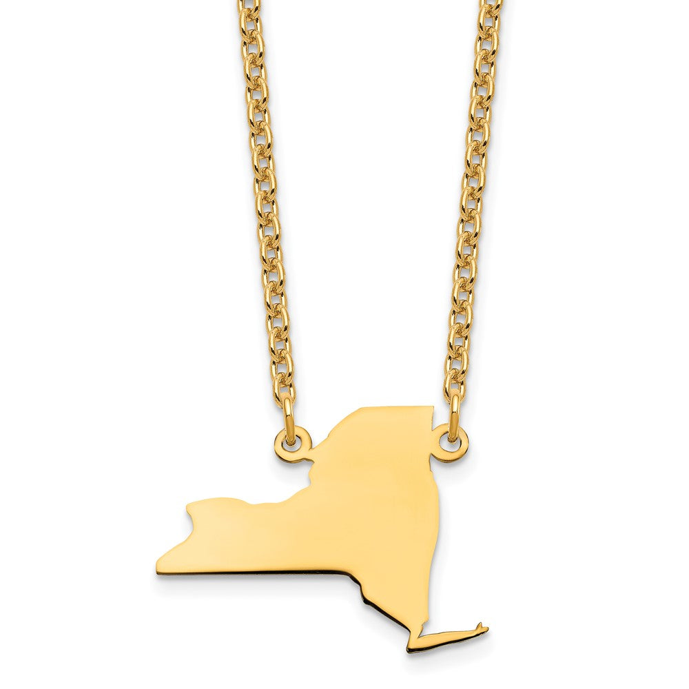 Sterling Silver/Gold-plated New York State Necklace, 18 x 22 mm