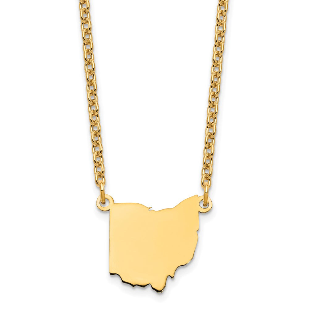 Sterling Silver/Gold-plated Ohio State Necklace, 18 x 17 mm
