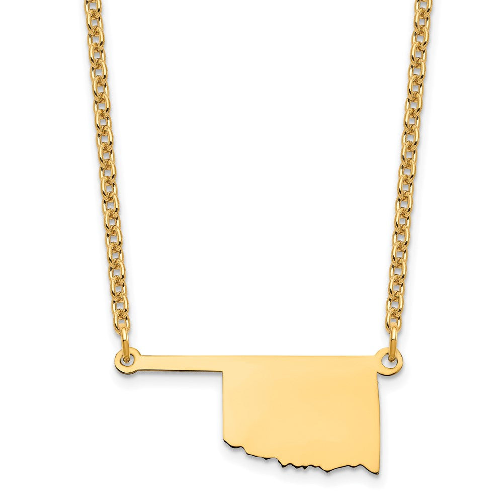 Sterling Silver/gold-plated Oklahoma State Necklace, 18 x 25 mm