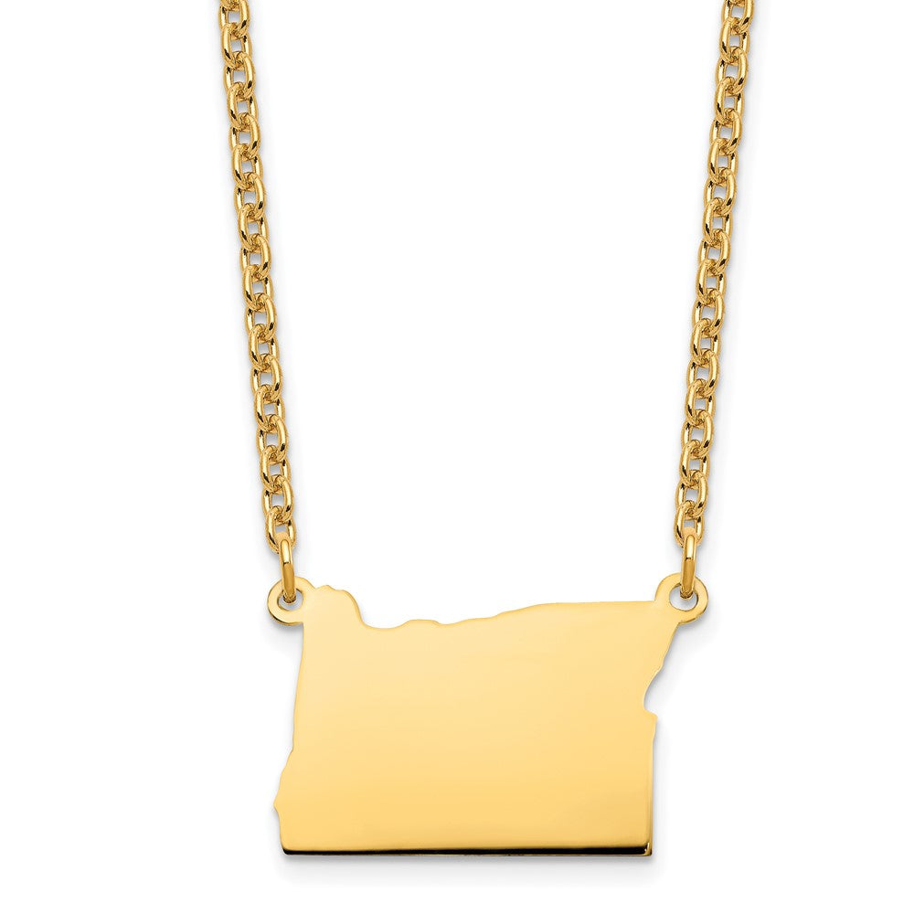 Sterling Silver/Gold-plated Oregon state Necklace, 18 x 21 mm