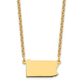 Sterling Silver/Gold-plated Pennsylvania State Necklace, 18 x 21 mm