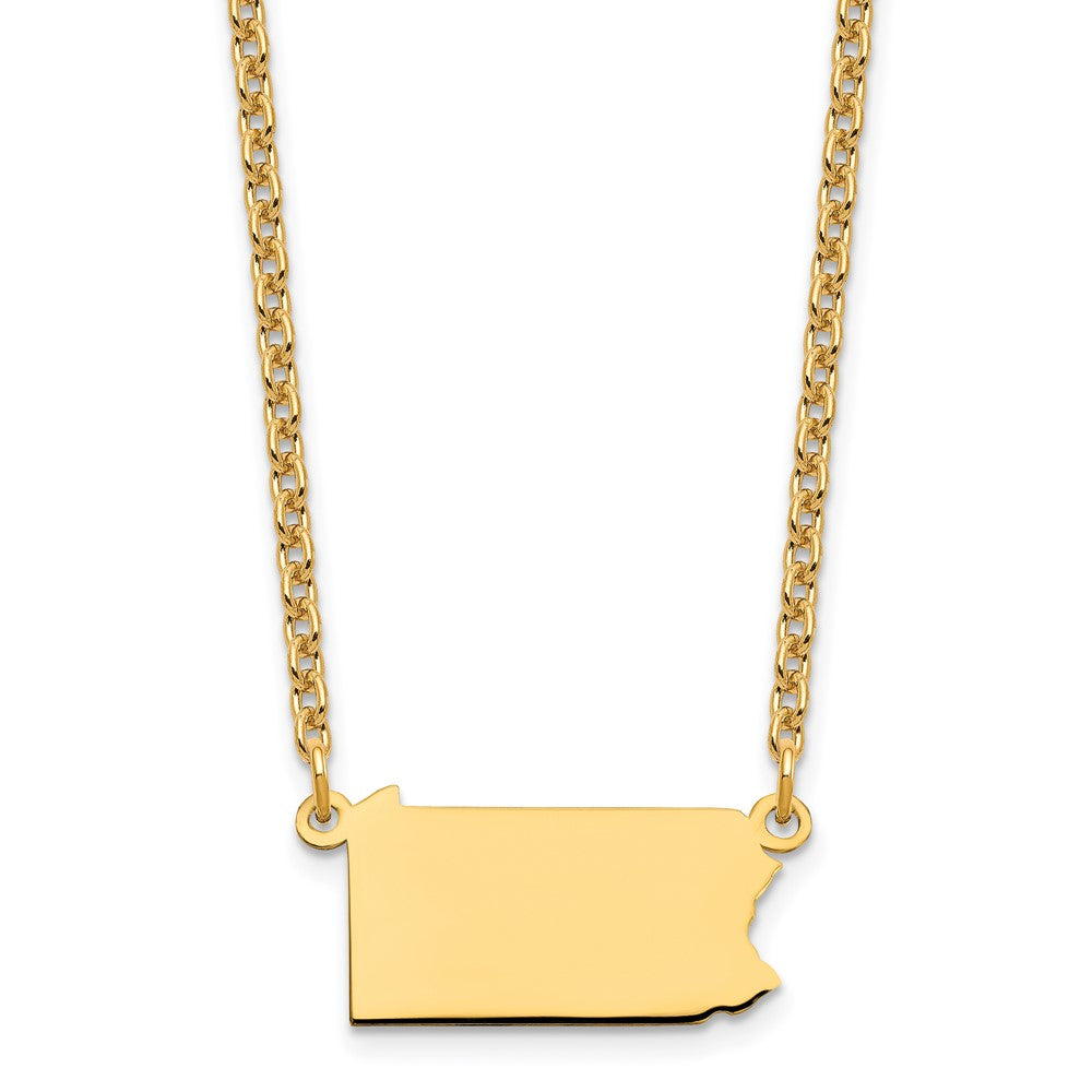 Sterling Silver/Gold-plated Pennsylvania State Necklace, 18 x 21 mm