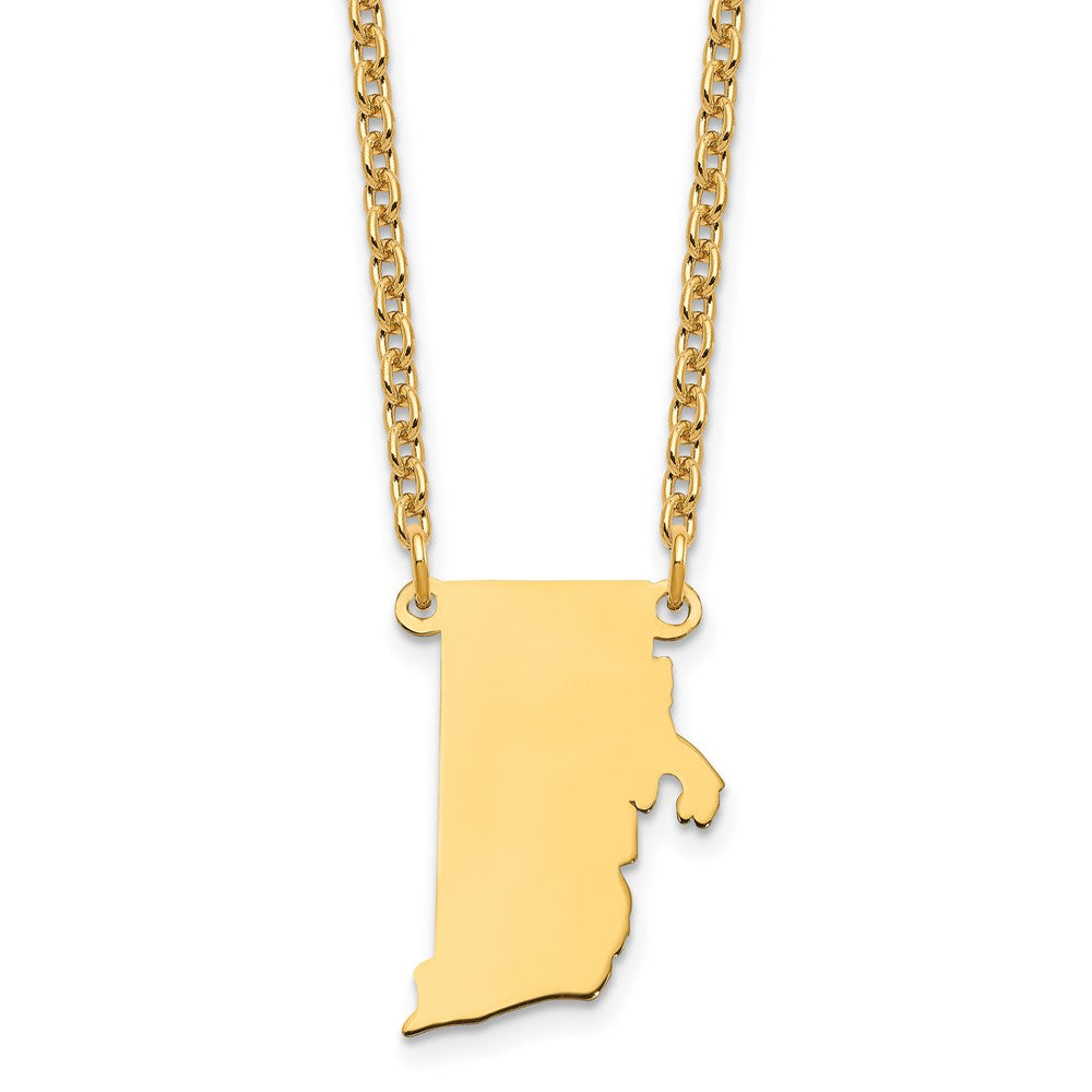 Sterling Silver/Gold-plated Rhode Island State Necklace, 18 x 16 mm
