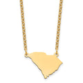 Sterling Silver/Gold-plated South Carolina State Necklace, 18 x 21 mm