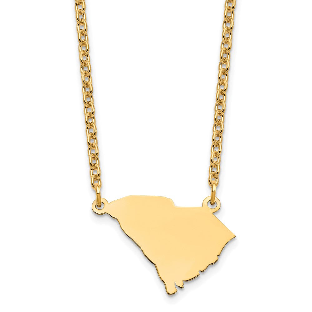Sterling Silver/Gold-plated South Carolina State Necklace, 18 x 21 mm