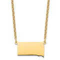 Sterling Silver/Gold-plated South Dakota State Necklace, 18 x 24 mm