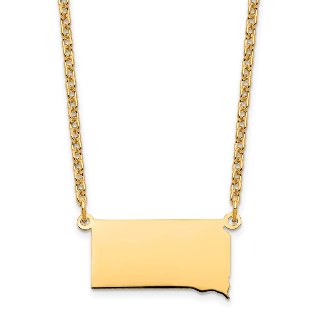 Sterling Silver/Gold-plated South Dakota State Necklace, 18 x 24 mm