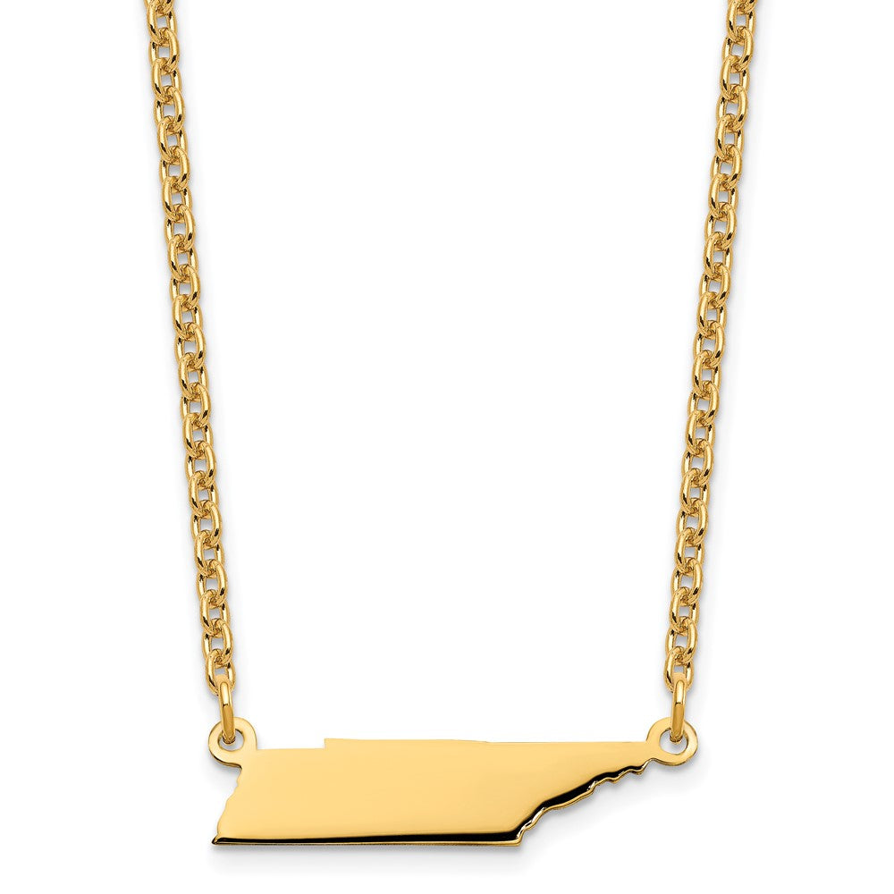 Sterling Silver/Gold-plated Tennessee State Necklace, 18 x 24 mm