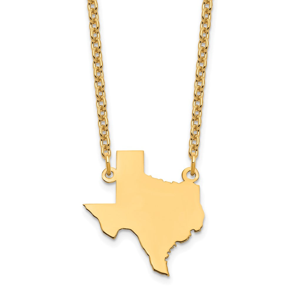 Sterling Silver/Gold-plated Texas State Necklace, 18 x 18 mm