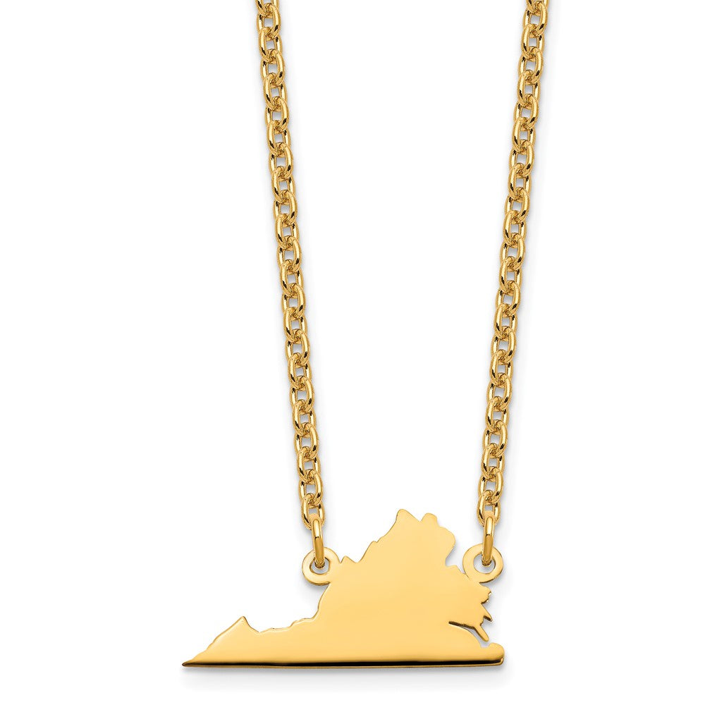 Sterling Silver/Gold-plated Virginia State Necklace, 18 x 20 mm