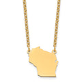Sterling Silver/Gold-plated Wisconsin State Necklace, 18 x 17 mm