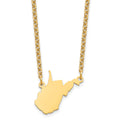 Sterling Silver/Gold-plated West Virginia State Necklace, 18 x 20 mm