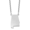 Sterling Silver/Rhodium-plated Alabama State Necklace, 18 x 14 mm
