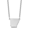Sterling Silver/Rhodium-plated Arkansas State Necklace, 18 x 19 mm