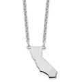 Sterling Silver/Rhodium-plated California State Necklace, 18 x 18 mm