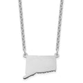 Sterling Silver/Rhodium-plated Connecticut State Necklace, 18 x 21 mm