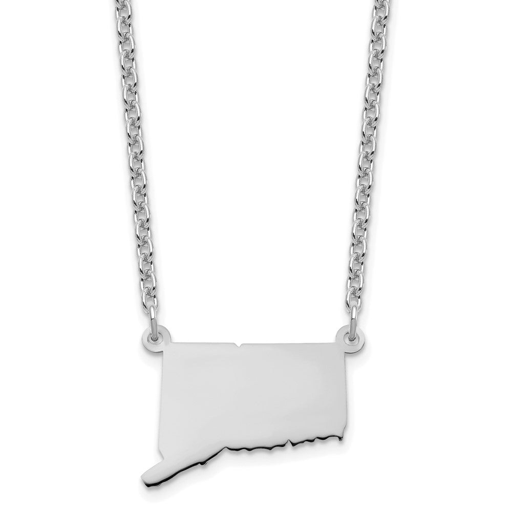 Sterling Silver/Rhodium-plated Connecticut State Necklace, 18 x 21 mm