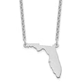 Sterling Silver/Rhodium-plated Florida State Necklace, 18 x 21 mm