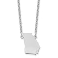 Sterling Silver/Rhodium-plated Georgia State Necklace, 18 x 15 mm