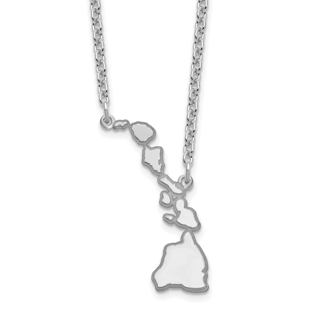 Sterling Silver/Rhodium-plated Hawaii State Necklace, 18 x 25 mm