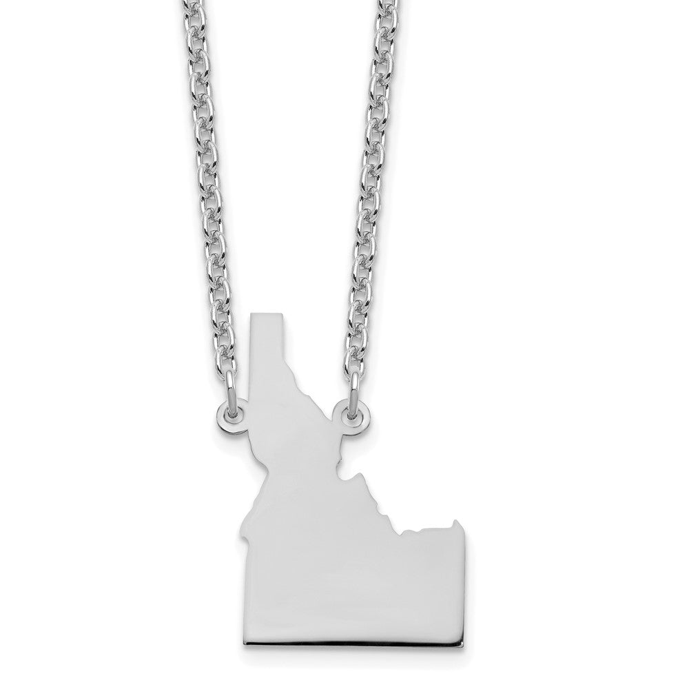 Sterling Silver/Rhodium-plated Idaho State Necklace, 18 x 17 mm