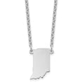 Sterling Silver/Rhodium-plated Indiana State Necklace, 18 x 13 mm