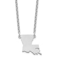 Sterling Silver/Rhodium-plated Louisiana State Necklace, 18 x 18 mm