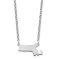 Sterling Silver/Rhodium-plated Massachusetts State Necklace, 18 x 21 mm