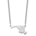 Sterling Silver/rhodium-plated Maryland State Necklace, 18 x 23 mm