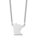Sterling Silver/Rhodium-plated Minnesota State Necklace, 18 x 18 mm