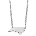Sterling Silver/Rhodium-plated North Carolina State Necklace, 18 x 24 mm