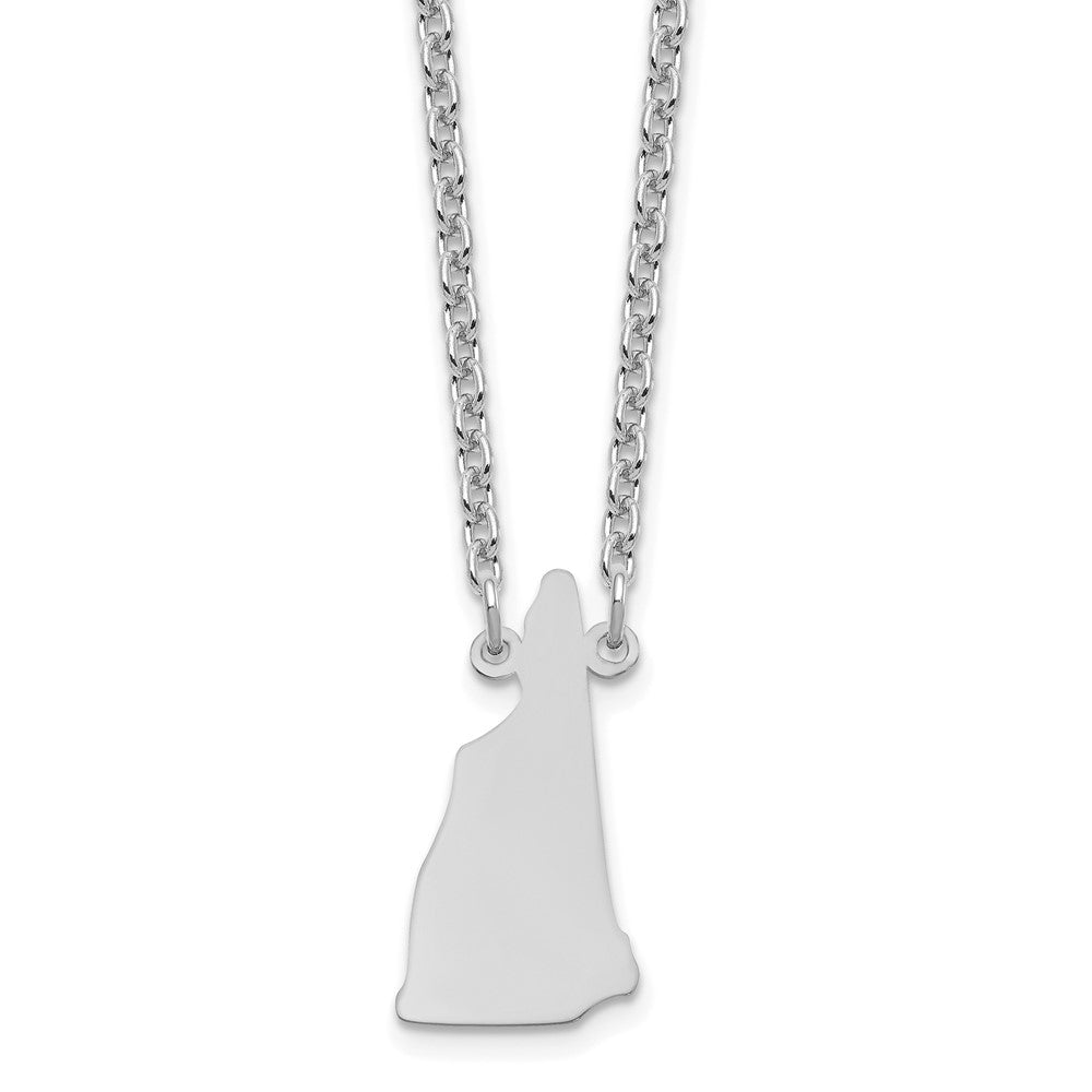 Sterling Silver/Rhodium-plated New Hampshire State Necklace, 18 x 12 mm