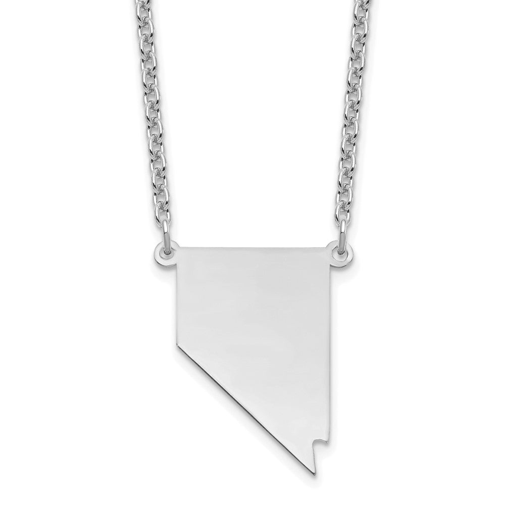 Sterling Silver/Rhodium-plated Nevada State Necklace, 18 x 18 mm