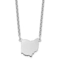 Sterling Silver/Rhodium-plated Ohio State Necklace, 18 x 17 mm